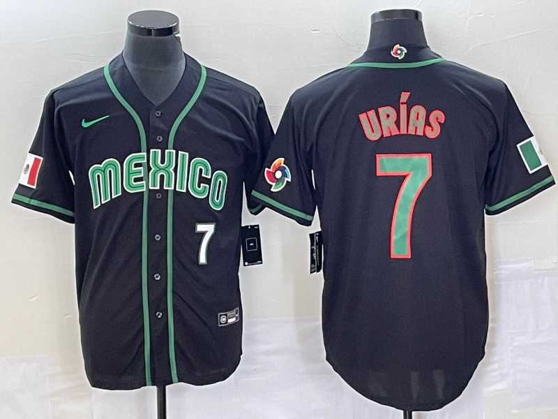 Mens Mexico Baseball #7 Julio Urias Number 2023 Black World Classic Stitched Jersey3